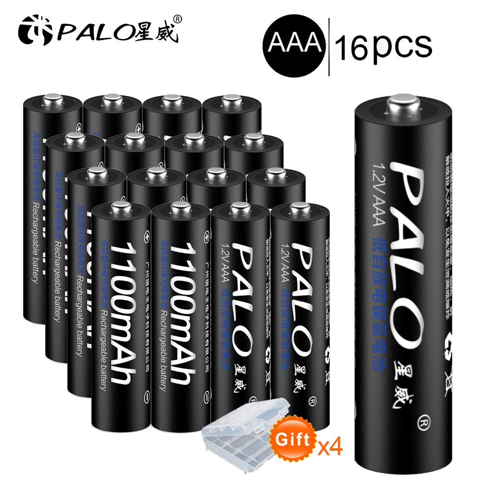 PALO-pilas recargables AAA ni-mh para linterna de juguete, 1,2 v, 1100MAH, 3a, 4 Uds.: 16pcs
