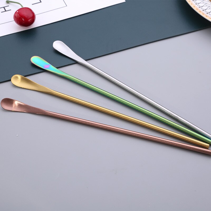 Korean Style Long Handle Mixing Spoon 304 Stainless Steel Wine Coffee Stirring Spoon Stirring Rod HYD88