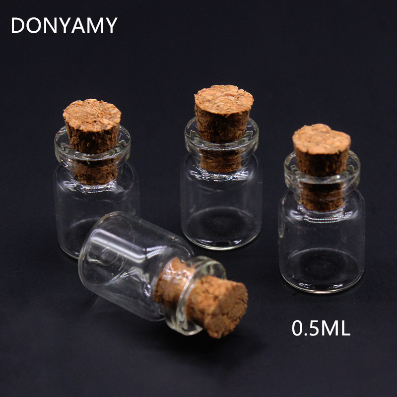 Donyamy 10 st 0.5ml 11 x 18mm små glasburkar söt mini önskekorkpropp glasflaskor flaskor burkar burkar behållare