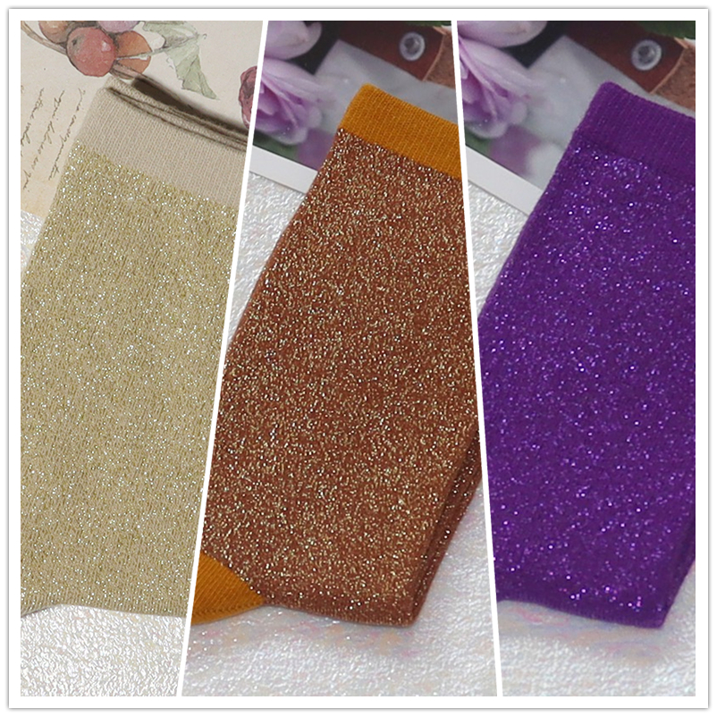 Calcetines de filigrana de para mujer, medias con purpurina, estilo coreano, color caramelo, primavera y otoño, Sexy, 3 pares: Rosa