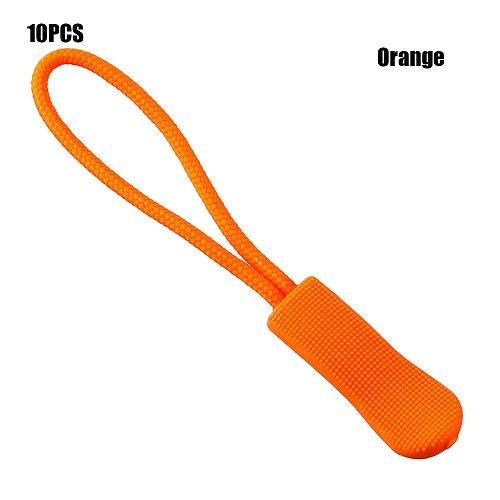 10Pcs Zipper Pull Puller End Fit Rope Tag Fixer Zip Cord Tab Replacement Clip Broken Buckle for Sewing Clothes Travel Bags: Orange