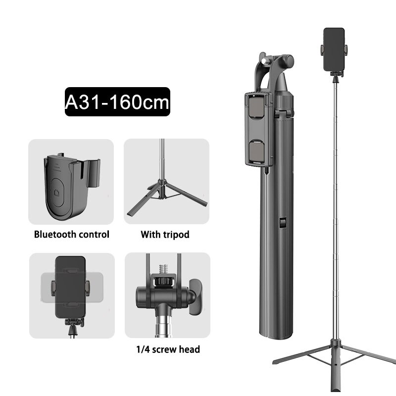 CYKE A31/A32 160CM Mini trípode/palo Selfie, rotación de 360 de cardán portátil selfi palo Selfie monópodo para el teléfono inteligente de la tableta: A31 160CM