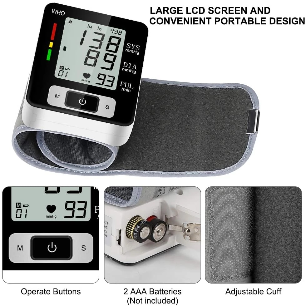 Lcd Automatische Digitale Pols Manchet Bloeddrukmeter Heart Beat Rate Pulse Meter Tonometer Bloeddrukmeters