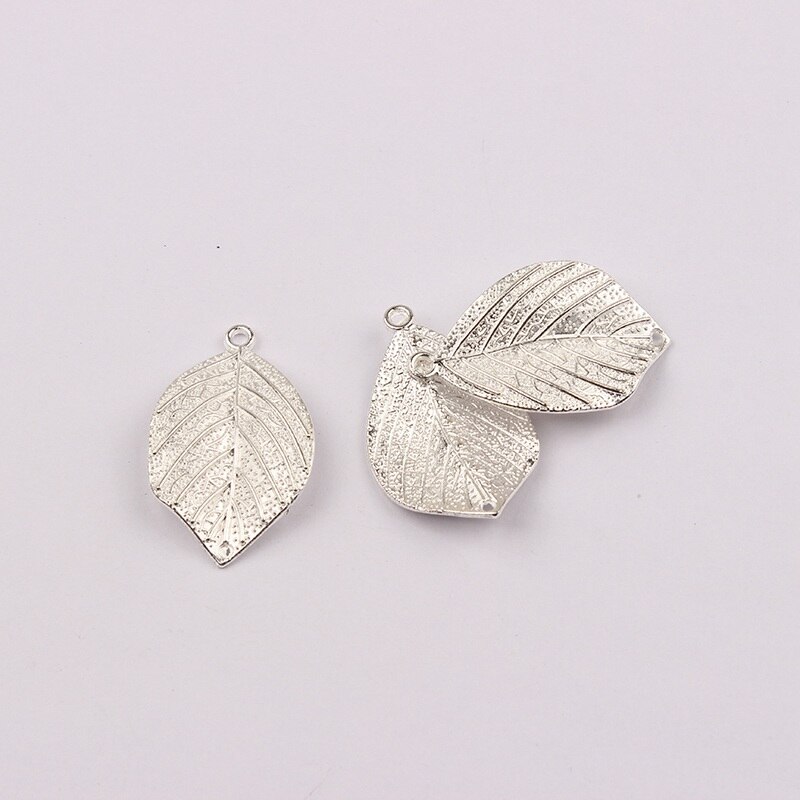 * 32*20mm 10 unids/lote de aleación de Zinc de oro blanco K hojas encantos colgante de la joyería de DIY hacer collares resultados Accesorios: A