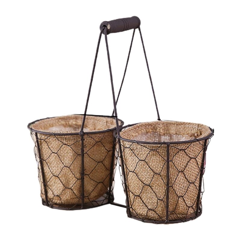 Country Style Hanging Flower Arrangement Pot Small Green Plant Basket