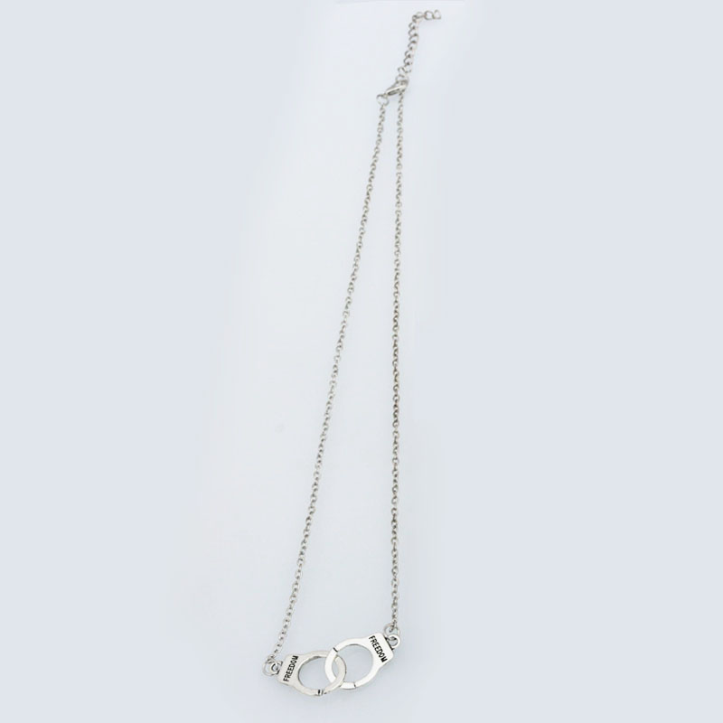 1 szt. Kajdanki kształt wisiorek naszyjniki kobiety biżuteria Choker posrebrzany łańcuszek naszyjnik prezent Bijoux kołnierz: Default Title