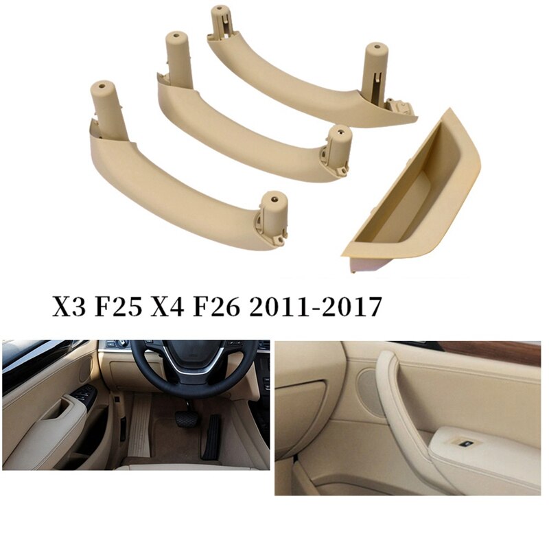 4 unids/set Interior puerta Interior tirador Trim tazón para Bmw F25 F26 X3 X4: Cream Color