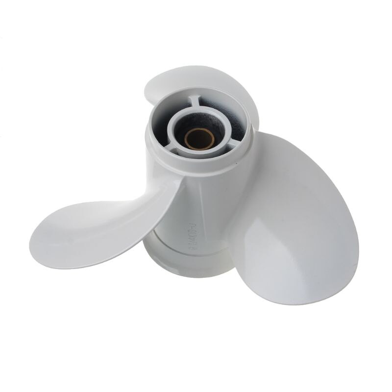 Boot Buitenboordmotor Propeller 9 1/4X10 Aluminium Voor Yamaha 9.9-15HP 63V-45945-00-EL Wit 3 Blades 8 Spline tand R-Rotatie