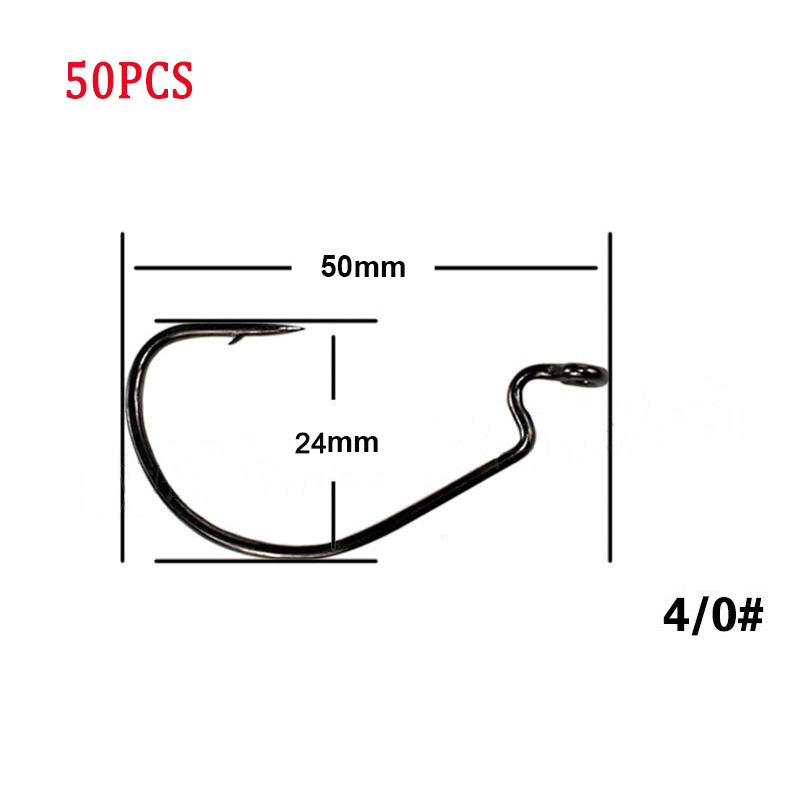 50pcs/Lot Wide Gap Texas Fishing Hooks Offset Fishhook5/0-8# Soft Biat Lure Fishing Texas Rig or Carolina Rig Fishing Hook Set: Navy Blue