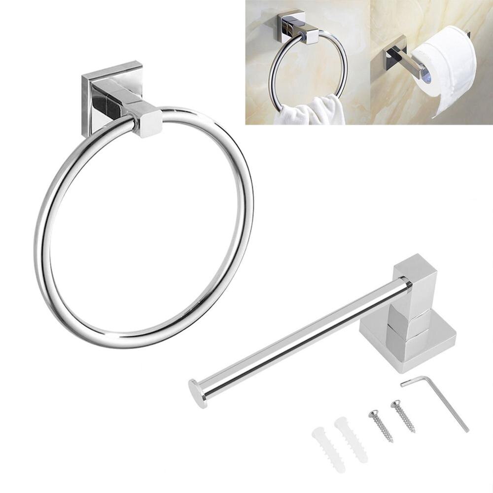 Rvs Toiletrolhouder Toiletpapier Rolhouder Toiletrolhouder Papieren Handdoek Houder Handdoek Ring Set
