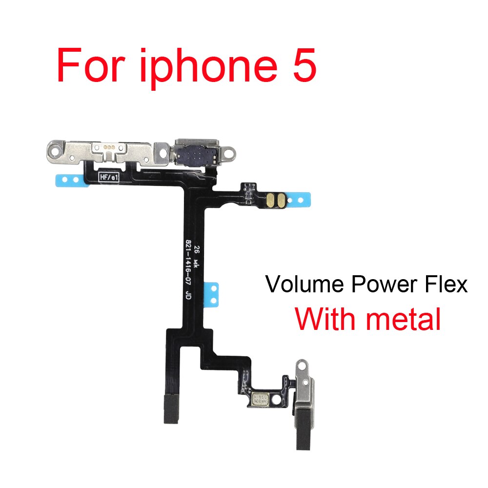 Power-knap on off flex kabel til iphone 5 5s se mute volume switch stik bånddele