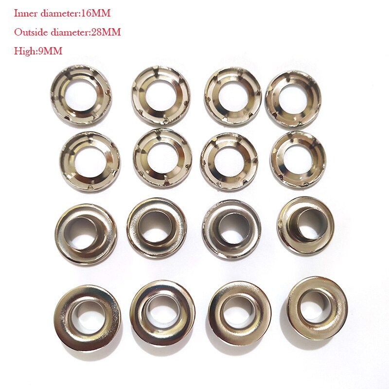 10pcs Rain Cloth Canopy Ring Rivets Stainless Steel Car Truck Canvas Eyelet Button Rivets: 16mm silver