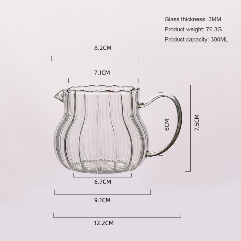 Jarra de leche de cristal a rayas japonesa, taza resistente al calor, separador de café, té de la leche, jarra transparente con mango: A2