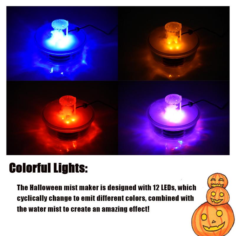 Halloween Mist Maker Fogger Water Fountain Fog Machine Color Changing Party Prop Cauldron Mister Mist Maker Smoke Fog Machine