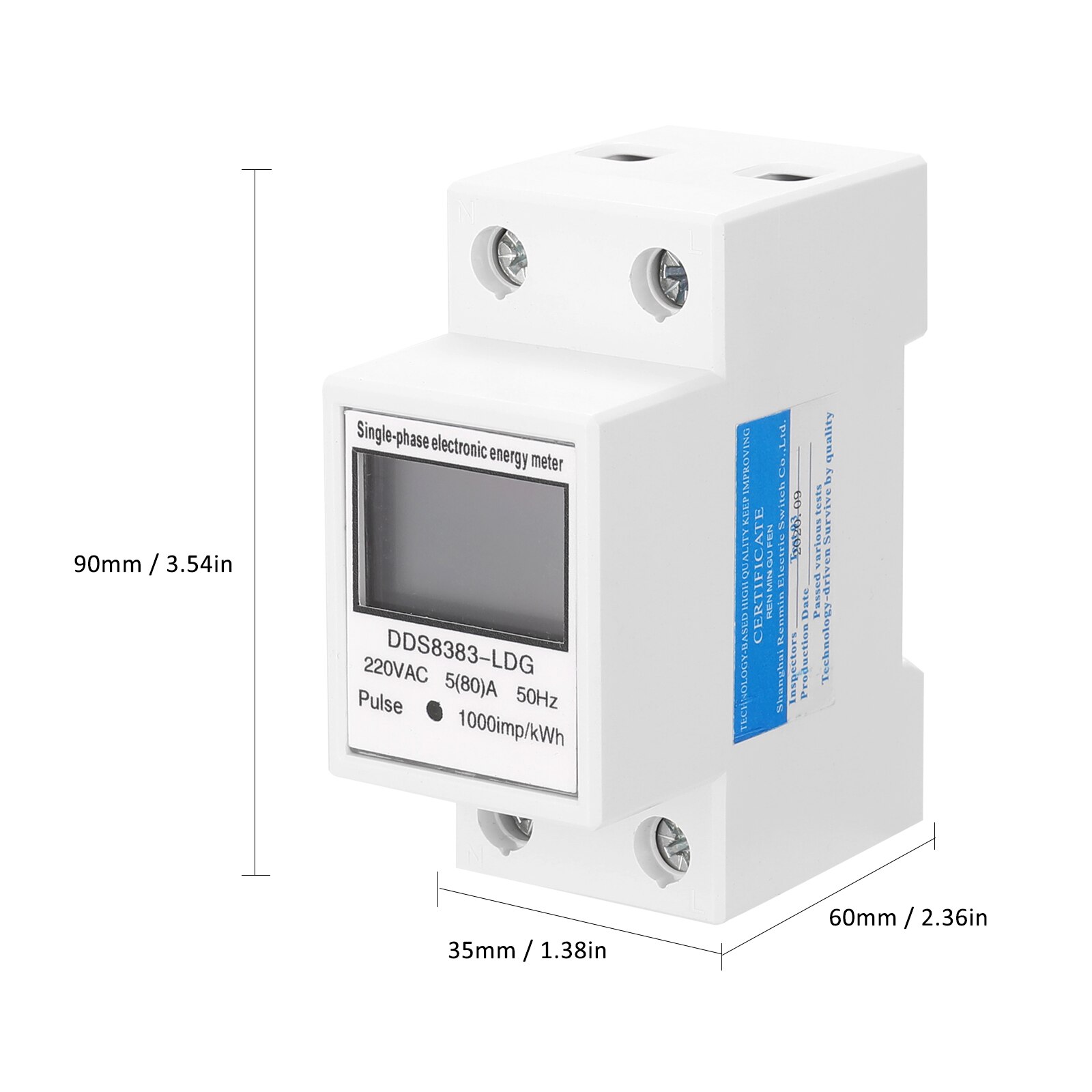 DDS-LDG 220 V 50Hz Single-Phase Electric Enery Meter with LCD Display 35mm Din-rail Mount
