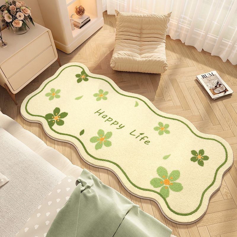 Tapete de cabeceira de flor irregular antiderrapante super absorvente tapete de caxemira adequado para sala de estar quarto entrada tapete