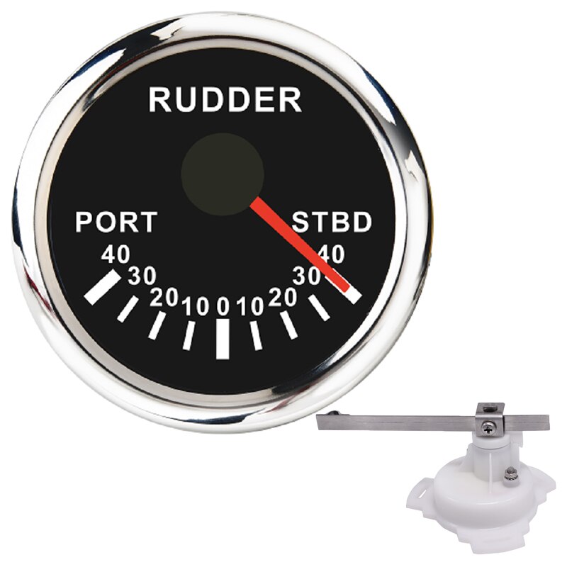 52MM Rudder Angle Indicator 0-190 ohm With Rudder Angle Sensor ail Boat Marine Rudder Angle Meter Red backlight -40~40 Range: BS  Sensor