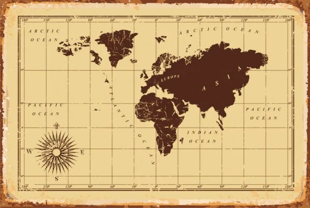 World Map Retro Vintage Poster 307625553 Grandado