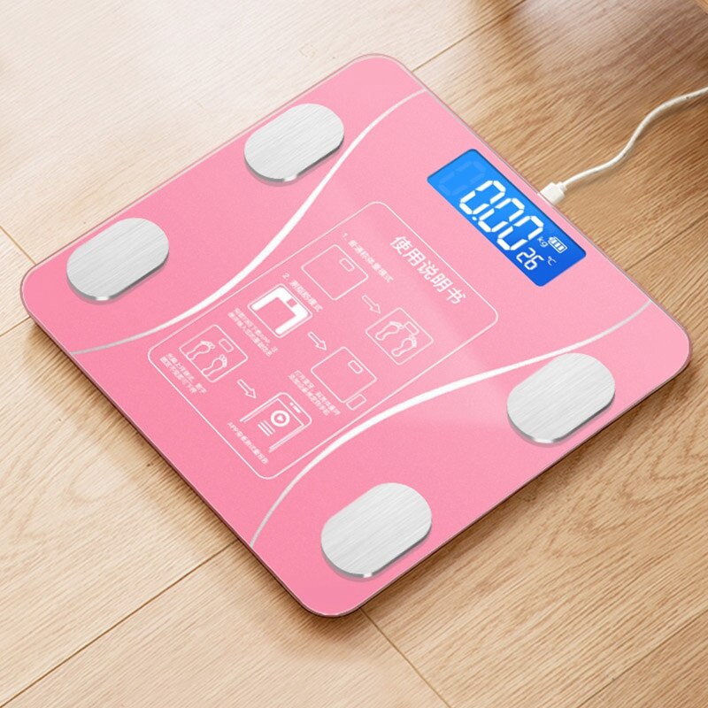 Báscula corporal Digital con pantalla Lcd para baño, balanza electrónica inteligente con índice corporal