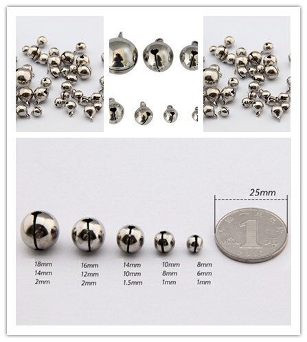 50 Stks/partij 6/8/10Mm Kleine Jingle Bells Coppe Jaar Festival Sieraden Hanger Metal Fit Kerst decor 3 Maten