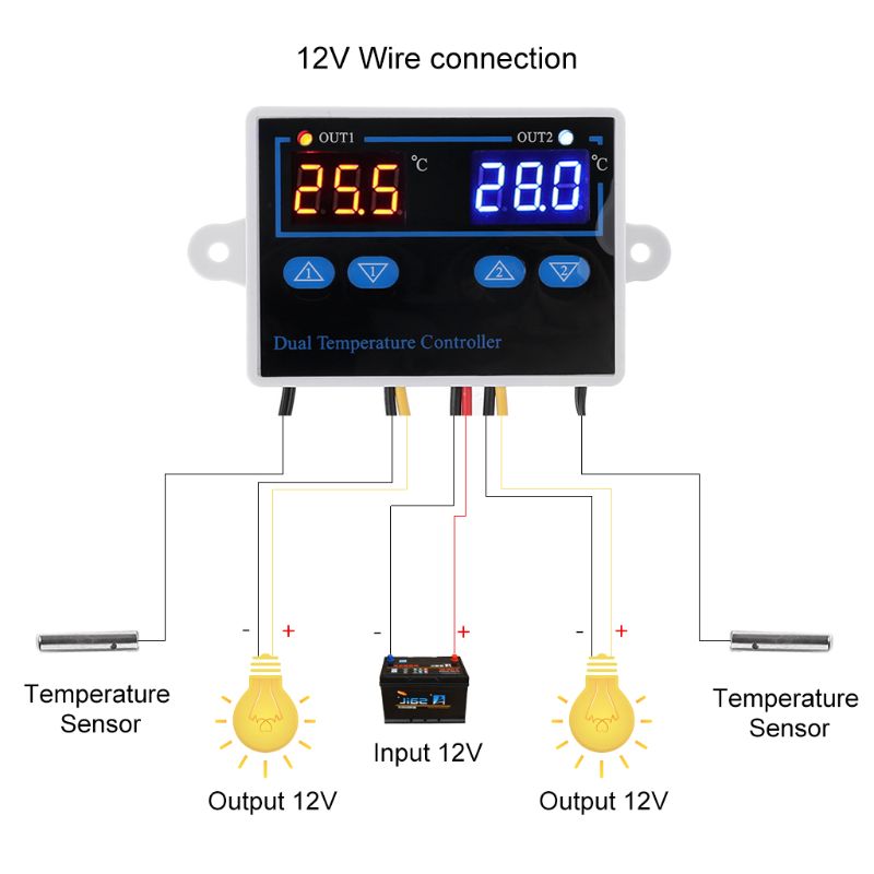 Dubbel termostat för inkubator 10a digital uppvärmning kyltemperaturregulator