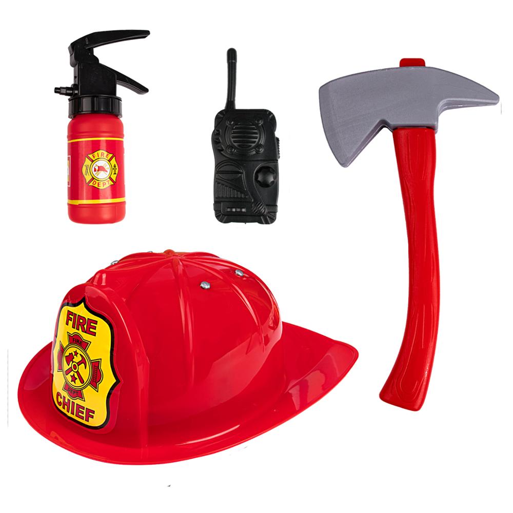 Brandweerman Speelgoed Kids Brandweerlieden Cosplay Cijfers Sets Accessoires Fire Caps Kostuum Partij Rollenspel Speelgoed