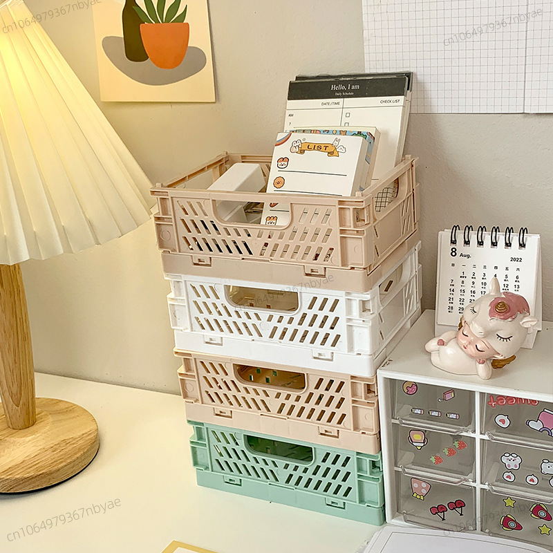 Faltbare Aufbewahrungskiste aus Kunststoff, zusammenklappbarer Boxkorb, stapelbar, niedlicher machen-hoch-Schmuck, Spielzeugboxen für Aufbewahrungsbox, Organizer, tragbar