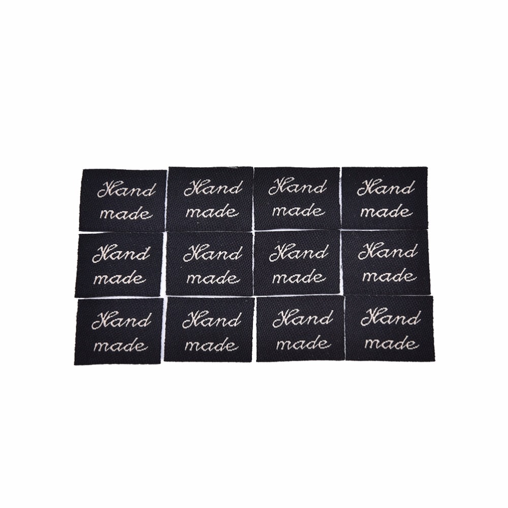 20Pcs Woven Labels Handmade Letter Pattern Washable Fabric Sewing Cotton Garment Label Clothing Garment Labels