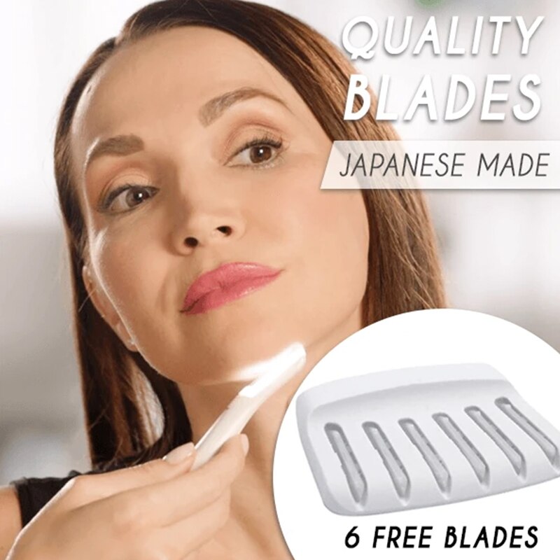 Woman Dermaplane Face Hair Remover Lighted Facial Expoliator Lady Razor Shaver Painless Expoliates Dead Skin Tool