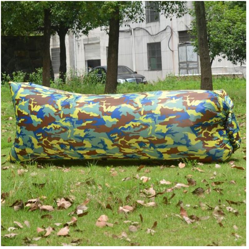 Trending god havesofa hurtig oppustelig luftsovesofa uopløselig airbag lazy bag strand lounge sofa stol sæde: Nycamouflage