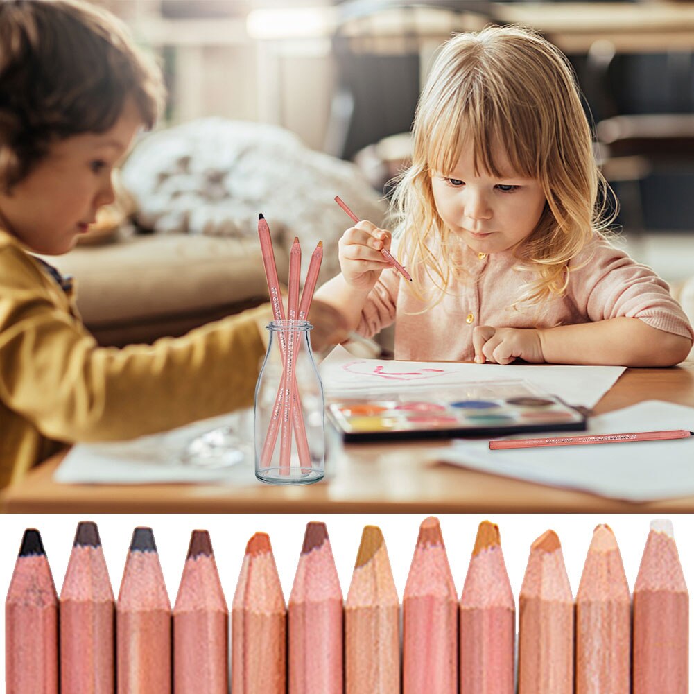 Lápices Pastel suaves de madera, 12 piezas, tinte de piel, lápices de retrato de colores Pastel para Charactersketch, papelería de dibujo pintada a mano