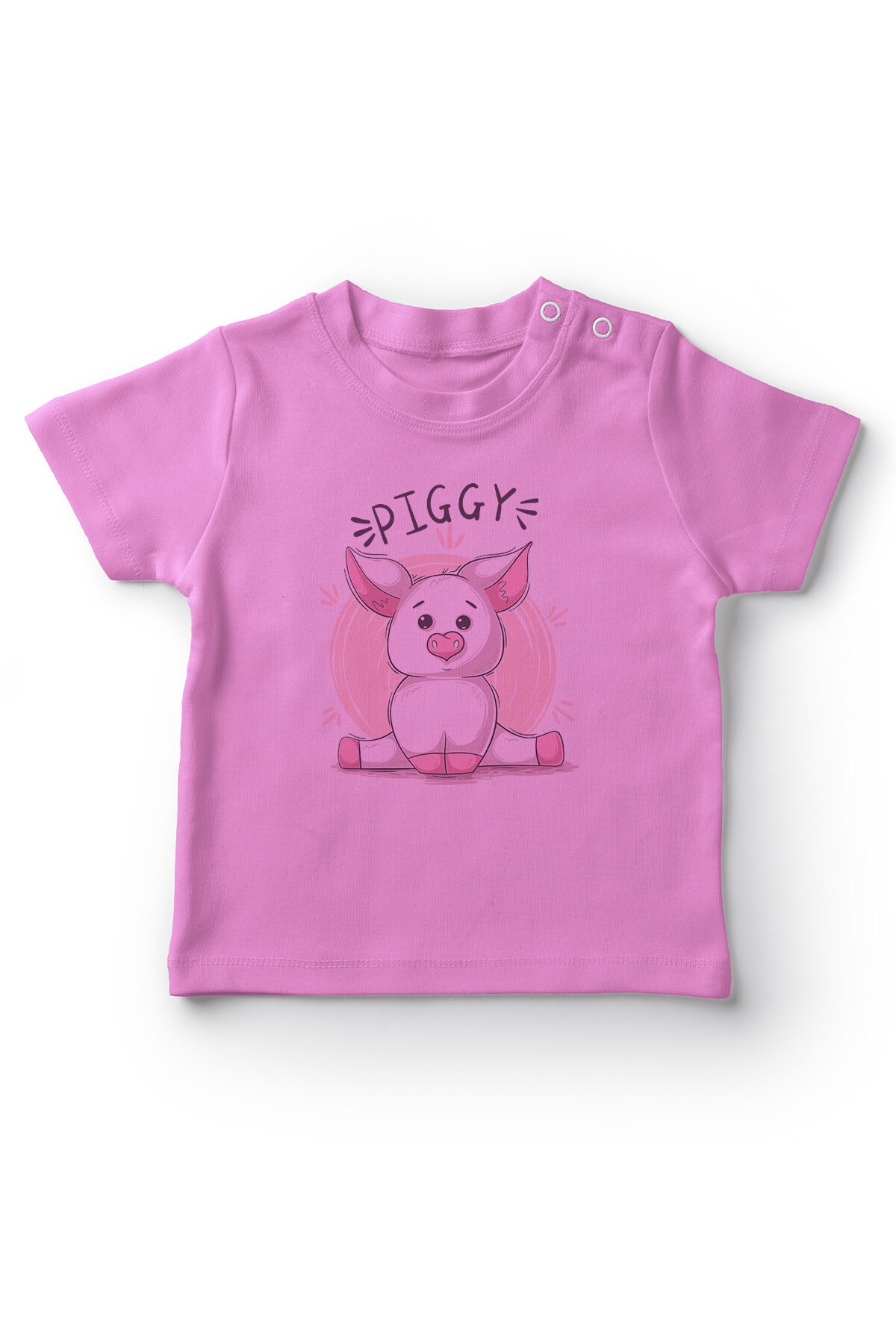 Angemiel Baby Sitzen Nettes Schwein Baby Mädchen T-Shirt Rosa