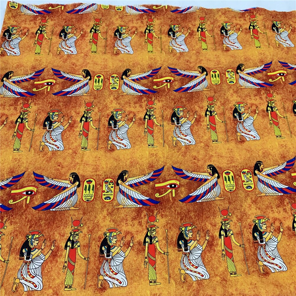 Vintage Mysterieuze Oude Egypte Muurschildering 100% Katoen Naaien Doek Jurk Kleding Textiel Tissue Patchwork