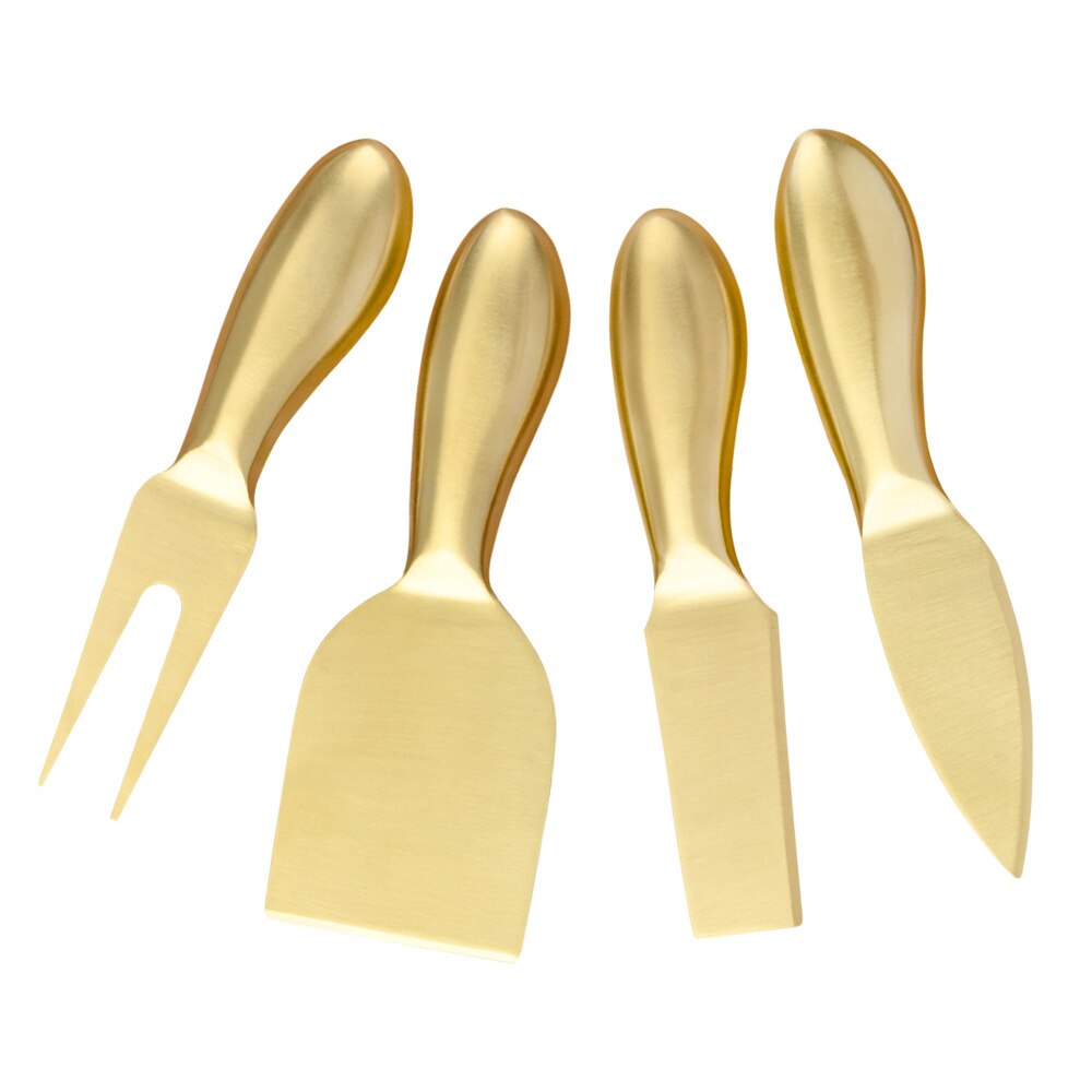 Couverts à fromage Smiley en acier inoxydable, Gadgets de cuisine, Style rétro, outils de cuisson, multifonctionnel, 4 pièces, couteau en argent et en or