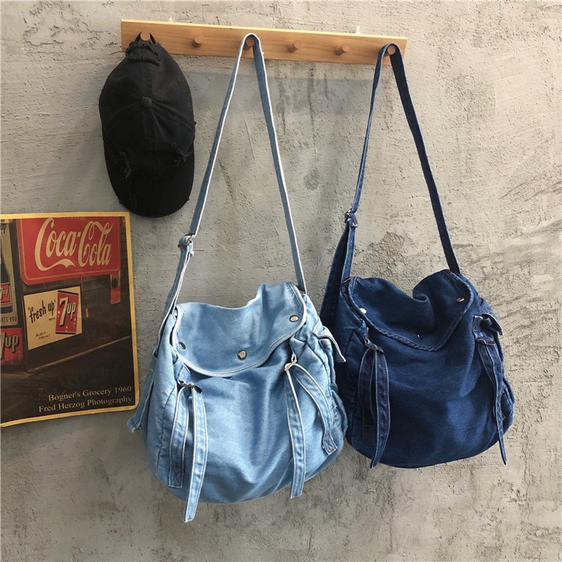 Weibliche Klassische Retro Einfache Eine Schulter Denim Tasche