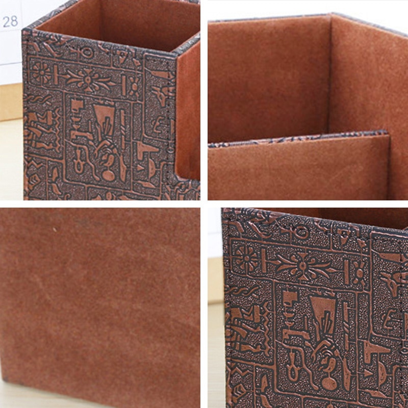 Desktop Stationery Remote Control Small Storage Box Multi-Function Leather Pen Holder Set Desktop Stationery Box Organizer