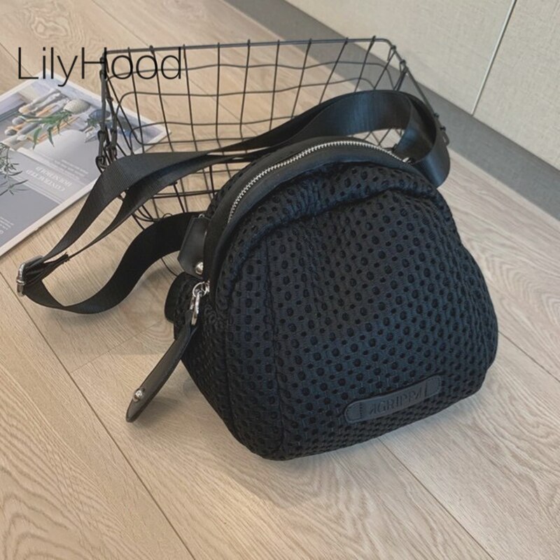 Women Small Casual Nylon Handbag Female Fabric Daily Cute Light Soft Zipper Shoulder Bag Women Leisure Shell Shape Messenger Bag