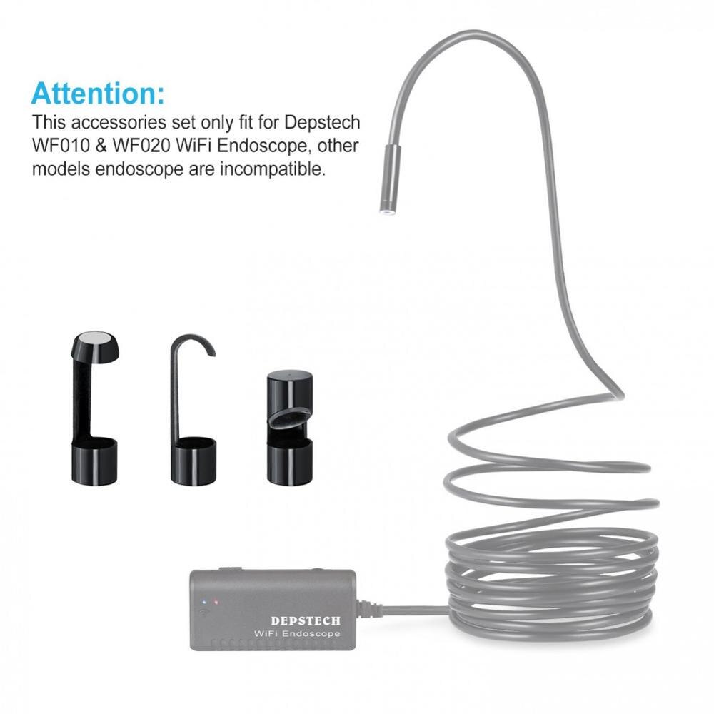 DEPSTECH Hook Magnet Side View Mirror Accessories Set Including 30 45 60 Degree Mirror for 8.5mm Wireless Endoscope Camera Black