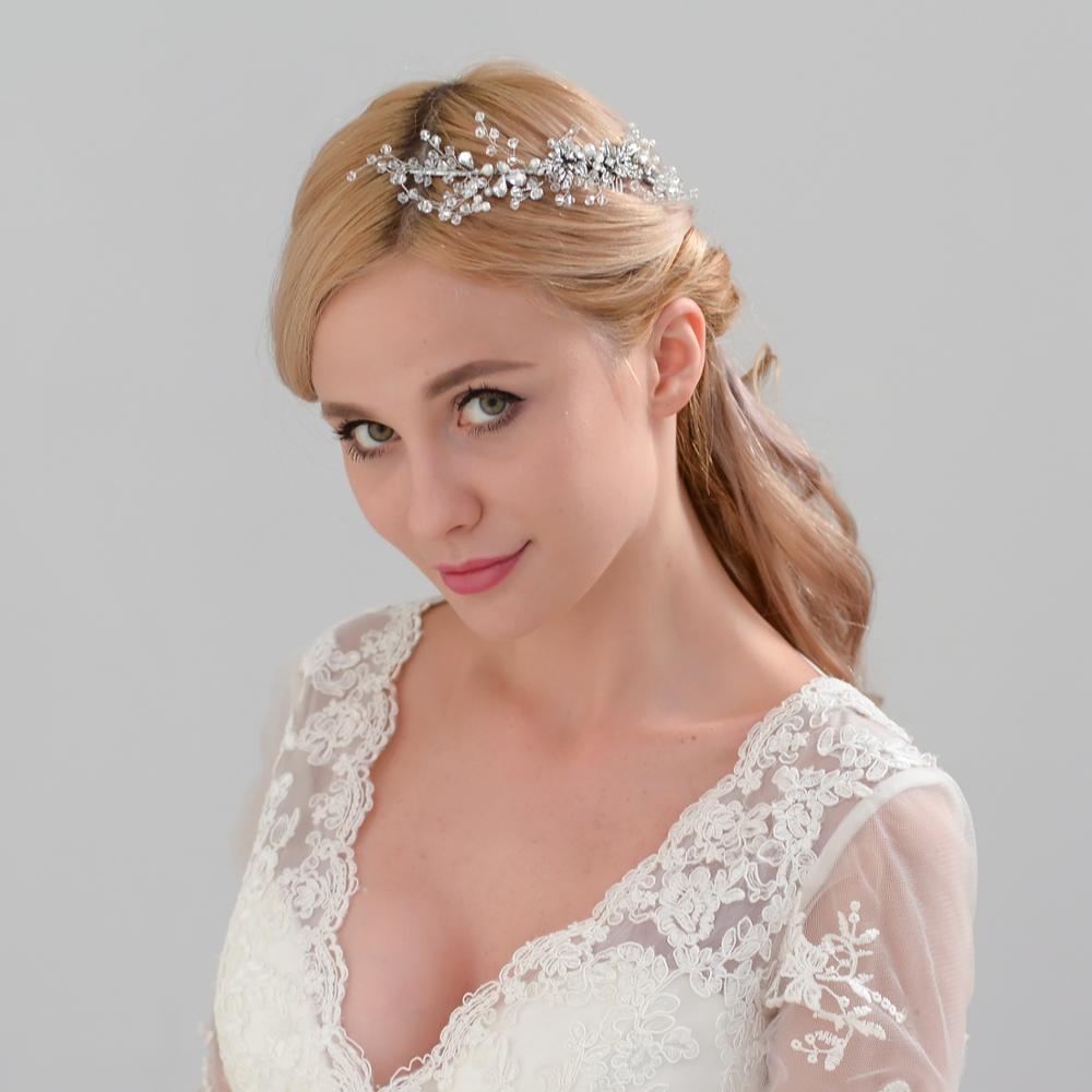 Accesorios para el cabello de boda cinta de pelo de perlas de cristal adornos para el pelo de boda joyería para el pelo de novia diademas SCHP02
