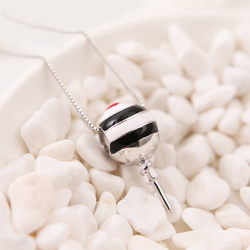 100% 925 Sterling Silver Beads Charm Heart Lollipop Candy Enamel Charms Fit Bracelets Necklace Women Diy Jewelry: Black
