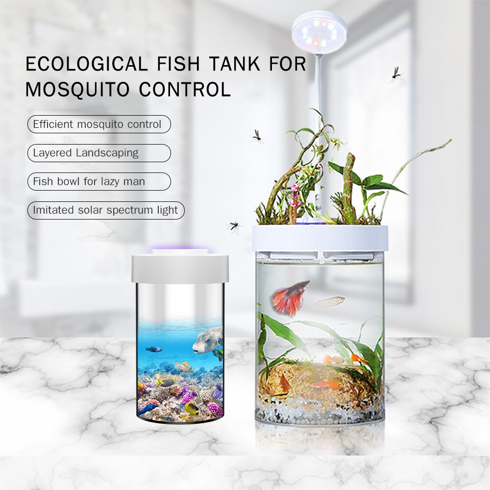 Pecera ecológica Ornamental, acuario multifuncional con función de matadero de mosquitos, decoración de poco ruido para la habitación del hogar y la Oficina