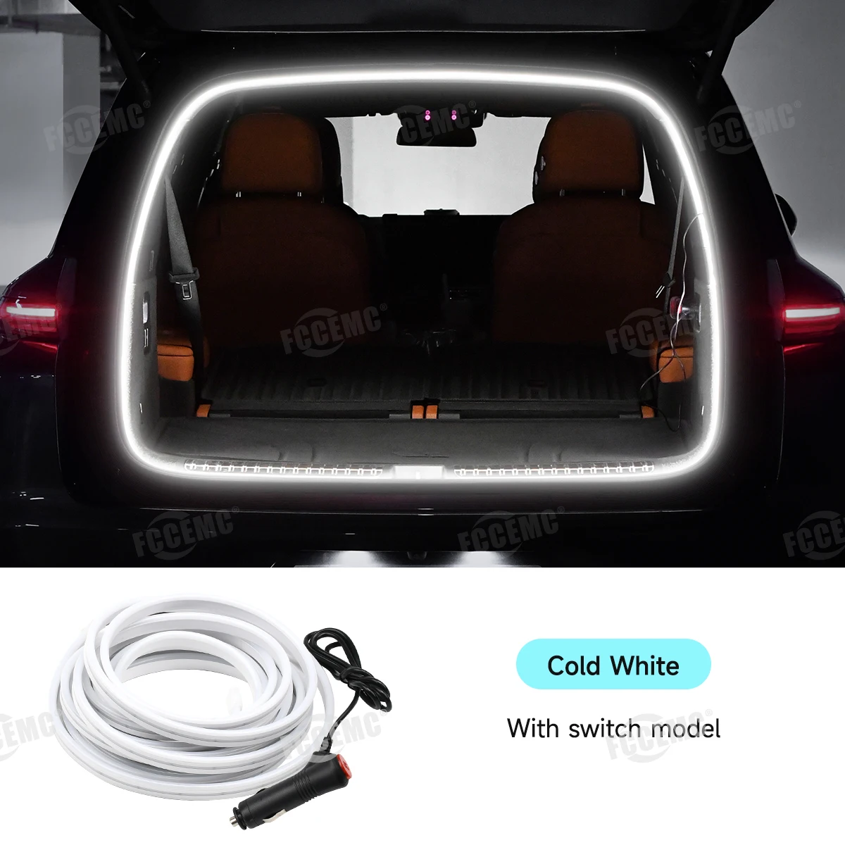 Luz LED para maletero de coche, 12V, iluminación para compartimento de equipaje, 5M, se puede cortar, Sensor impermeable, barra de luz, accesorios universales para automóvil: changeable