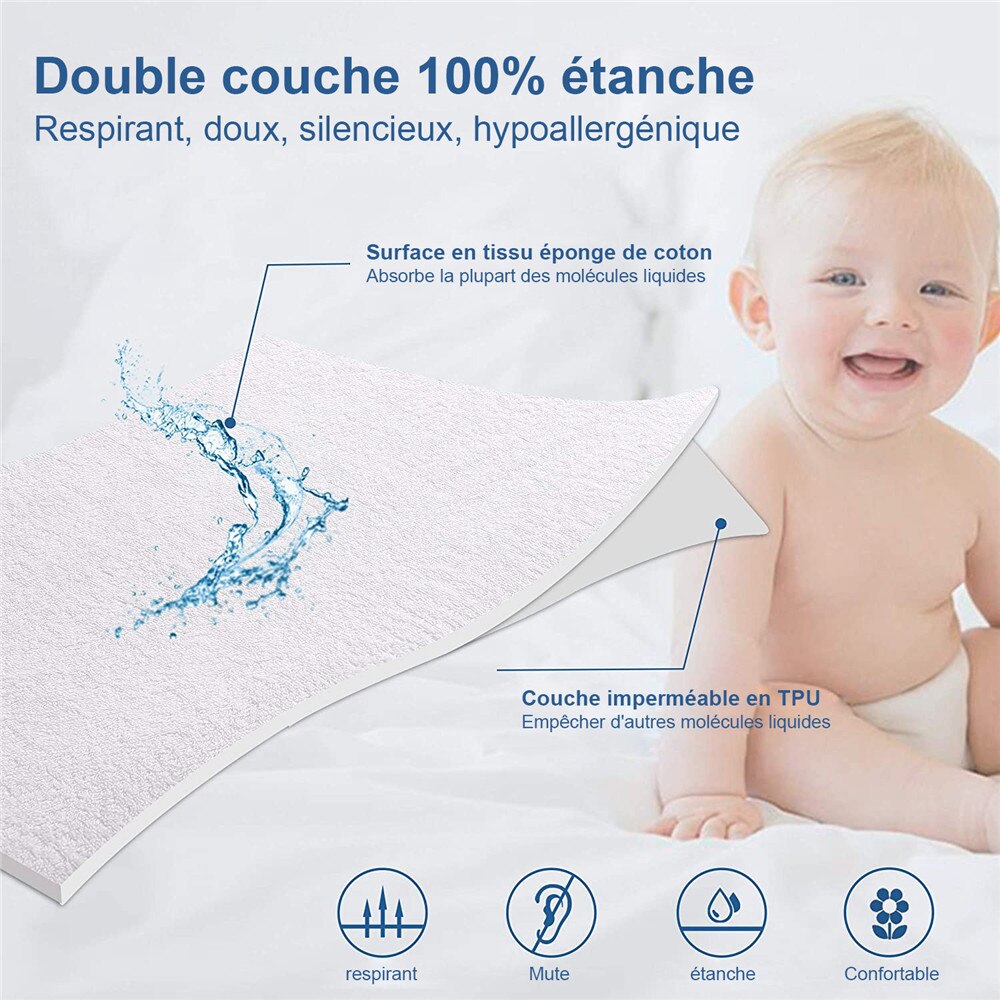 Waterdichte Matrasbeschermer Ademend Geruisloze Hoeslaken Elastische Band Matras Cover Diepe Zak 8 "-21" Bed vel