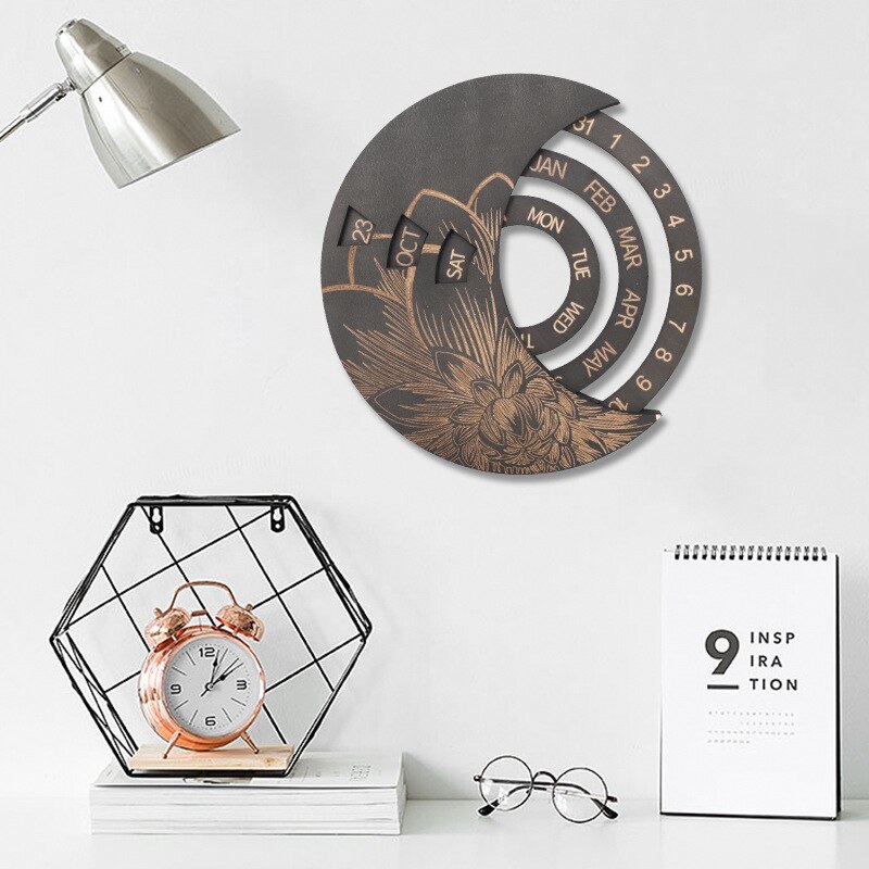 Creatieve Houten Muur Kalender Ronde Kan De Perpetual Kalender De Muren Van De Studie Zijn Versierd