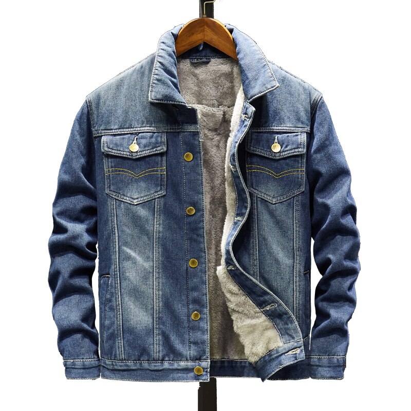 Stor størrelse vinterjakke mænd jeans tykkere varm mænd denimjakke streetwear hip hop casaco masculino overfrakke  jj60jk