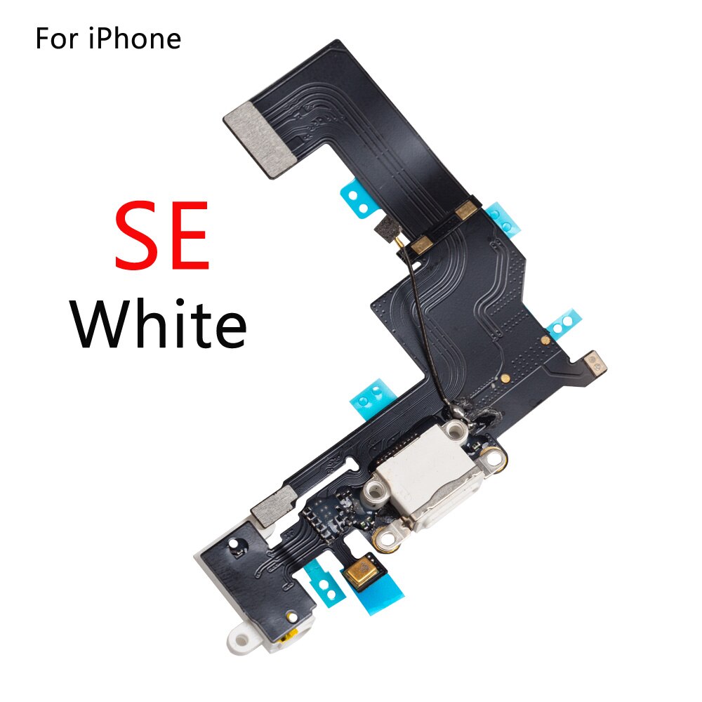 Iphonelle 6g 6 6s plus 5g 5c 5s se latausportti telakointiliitin kuulokkeiden ääniliitäntä+ mikrofonin joustokaapelin vaihto: Valkoiseksi