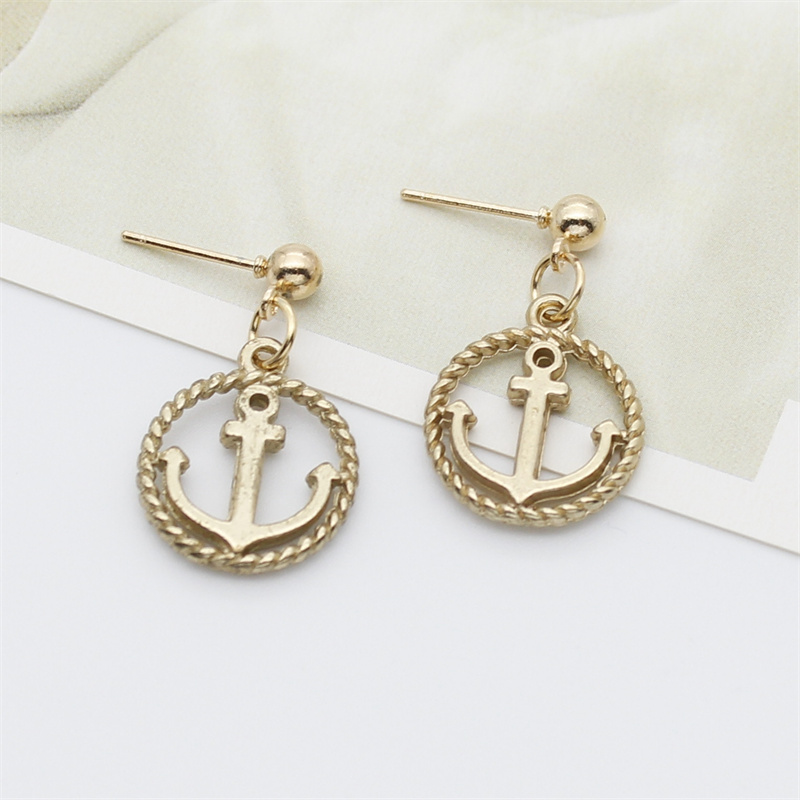 Pendientes colgantes de ancla Retro para mujer, aretes de gota de aceite de aleación, lindos objetos pequeños, joyería de personalidad, para damas