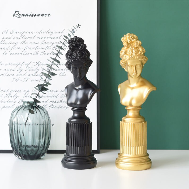 Nordic Woondecoratie Hars Standbeeld Karakter Sculptuur Kamer Decoratie Accessoires Creatieve Ambachten Golden Desktop Meubels