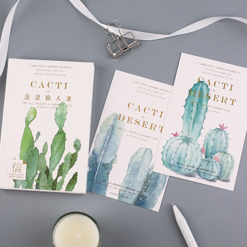30 Pcs/lot Cute Retro age Greeting Card Postcards Birthday Christmas Greeting Card Office School Supplies: Cactus