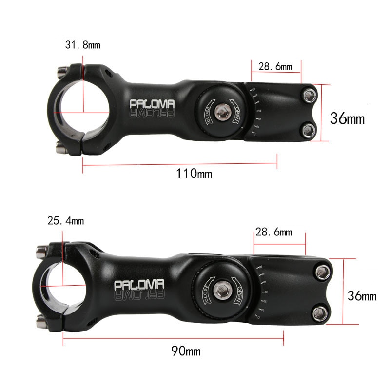 Cykel justerbar cykelstam mtb mountain road stammar stigare 90 110 130mm * 25.4mm 31.8mm*90/120 mm